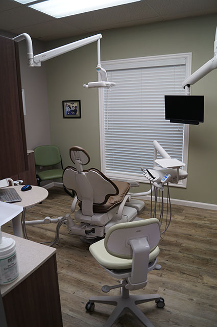 Dental exam chair in operatory room at Special Care Dentistry of Oregon in Albany, OR 