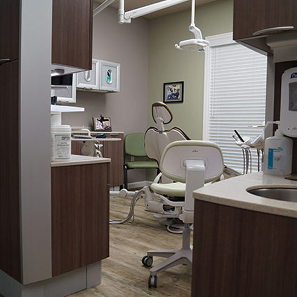 Dental chair in exam room at Special Care Dentistry of Oregon in Albany, OR